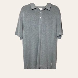 LinkSoul mens Polo golf shirt Gray large, three buttons top close Pullover style